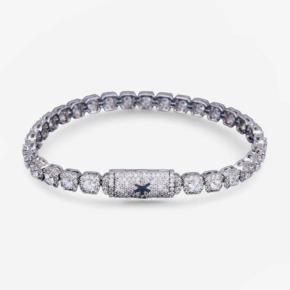 Moissanite - 6 Mm Clustered Tennis Bracelet 14K Gold