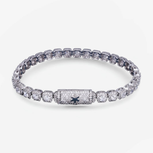 Moissanite - 6 Mm Clustered Tennis Bracelet 14K Gold